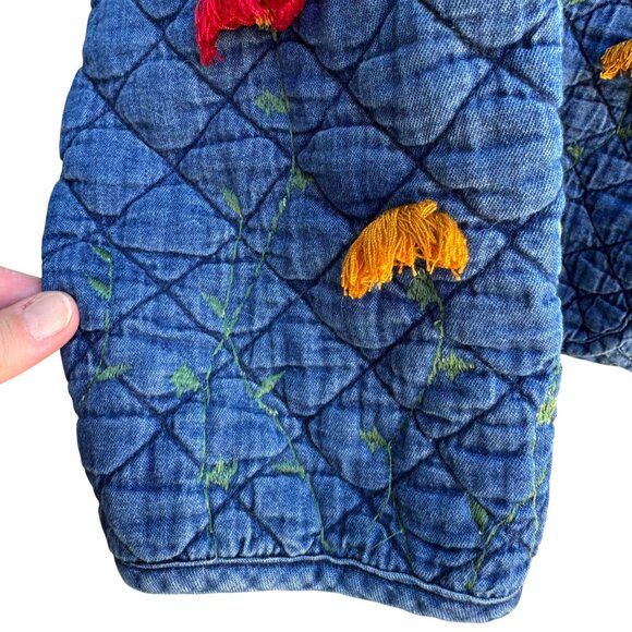 Maggie Barnes Petites Vintage Womens Floral Embroidery Quilted Denim Jacket 26WP - Picture 5 of 12